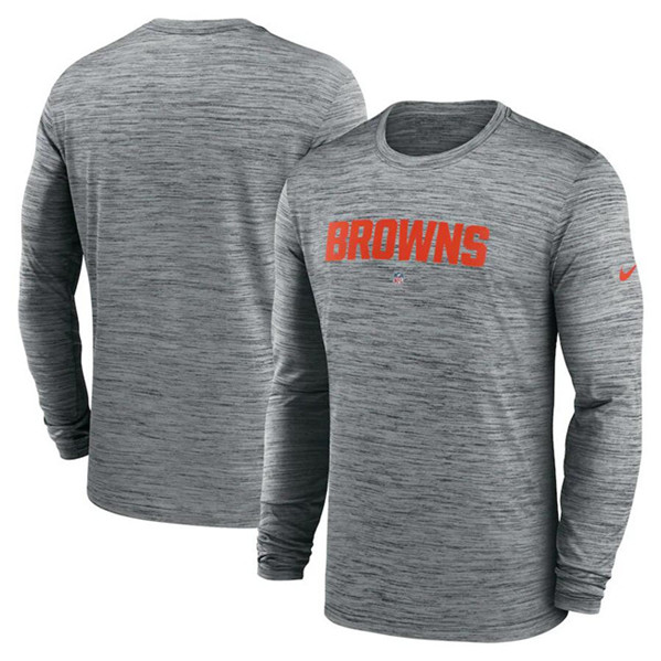 Cleveland Browns Heather Gray Sideline Team Velocity Performance Long Sleeve T-Shirt